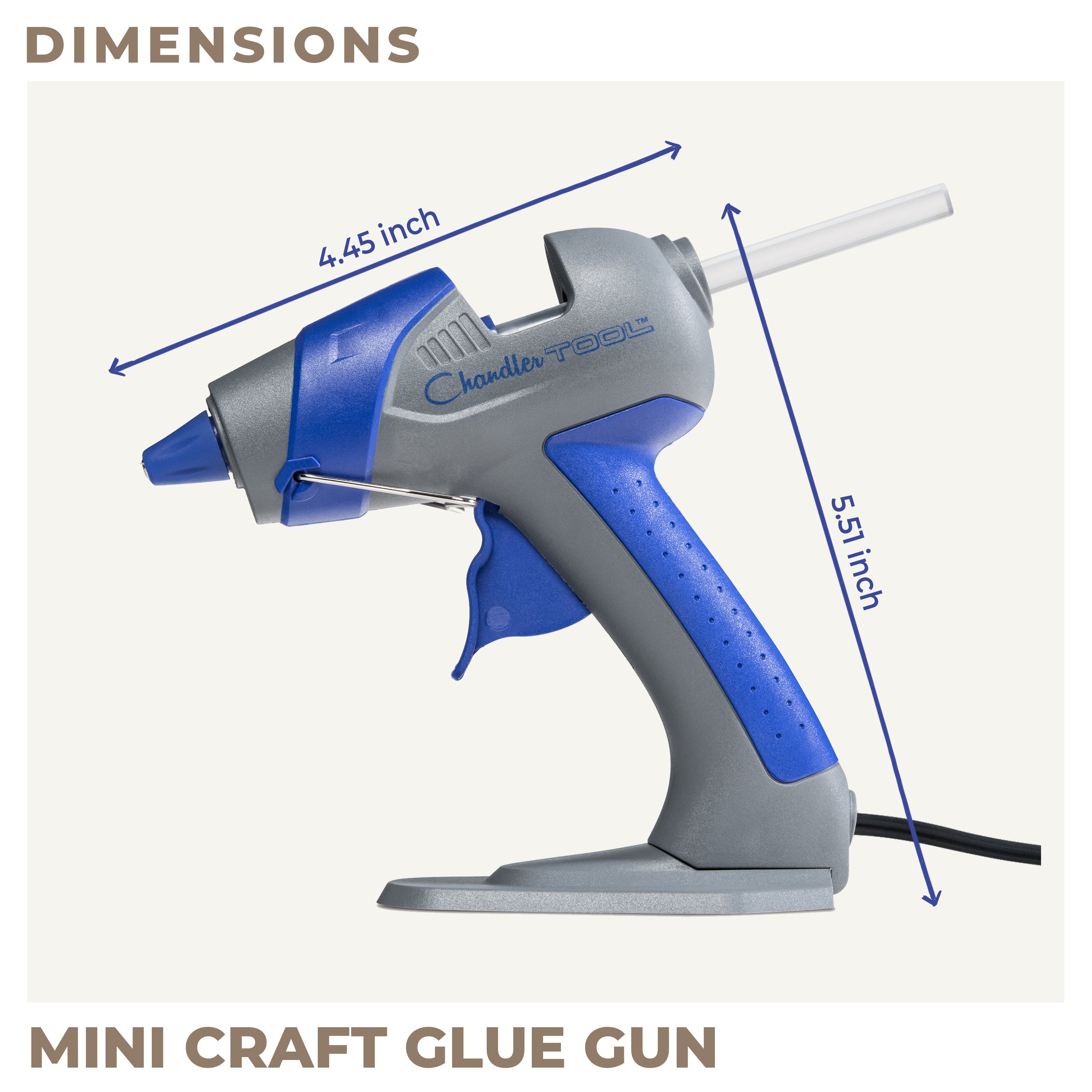 Chandler Tool Mini Glue Gun - 25 Watt Mini Size High Temp Hot Melt Mini Glue Gun Kit with 12 Pcs Mini Hot Glue Sticks, Patented Base Stand &, for