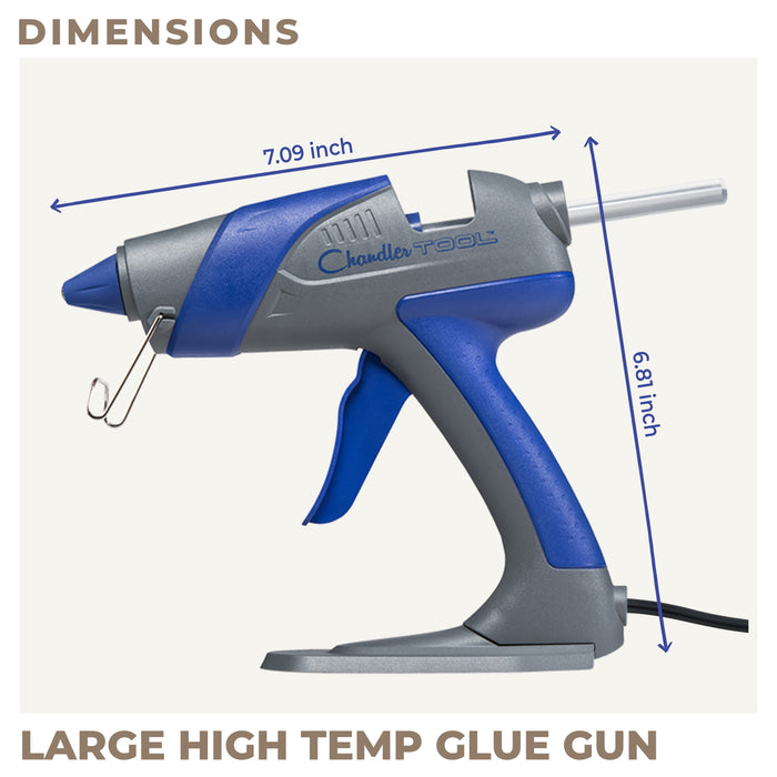 Full Size Hot Glue Gun for Construction, DIY & Crafts, Chandler Tool 60W  High Temp Large Glue Gun with Stand-Up base & 12 Glue Sticks, Perfect for